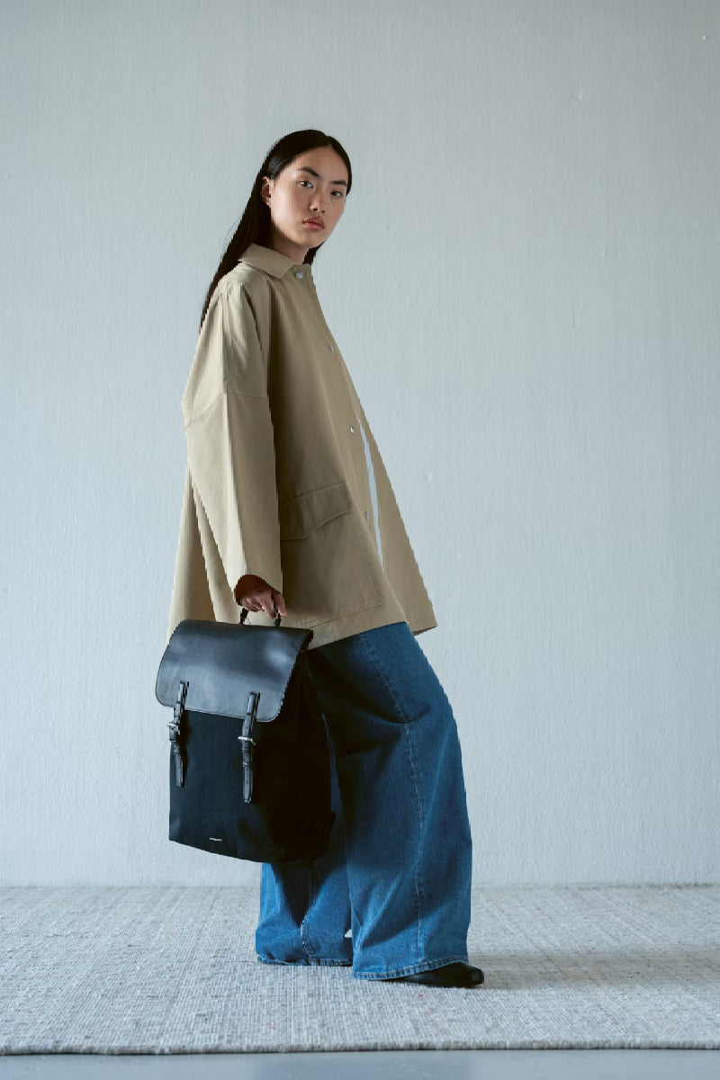 Sandqvist Everyday Lid Backpack L - black with black leather