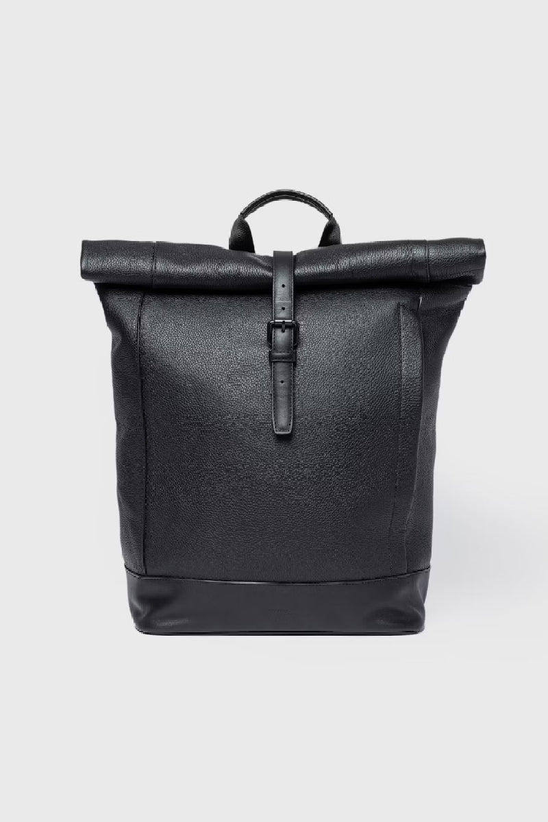 Sandqvist Leather Rolltop Backpack - black