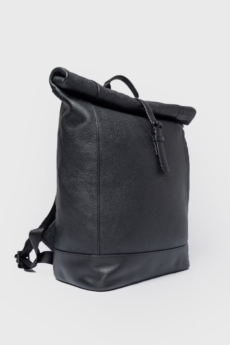 Sandqvist Leather Rolltop Backpack - black