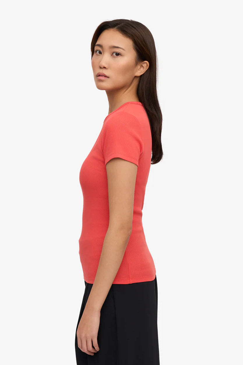 Colorful Standard Organic Rib SS t-shirt - Red tangerine