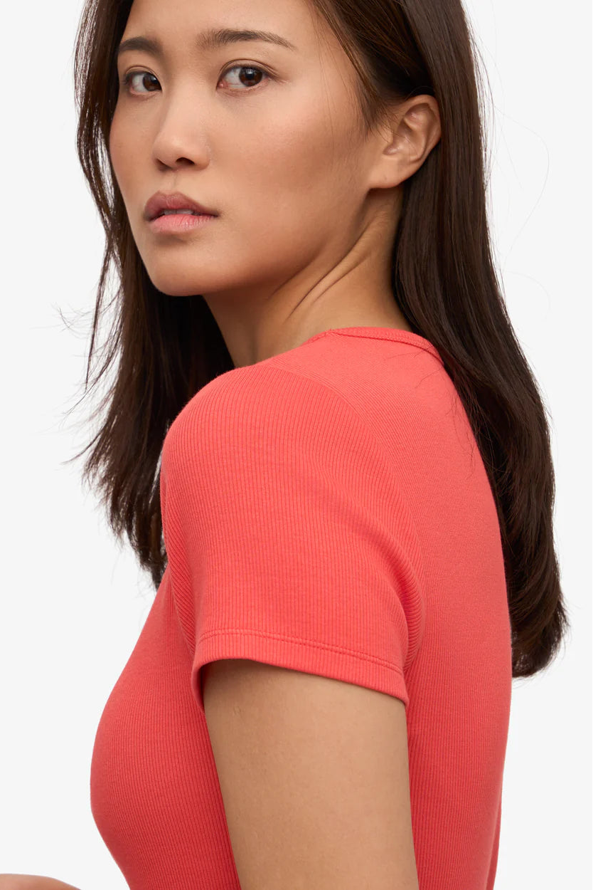 Colorful Standard Organic Rib SS t-shirt - Red tangerine