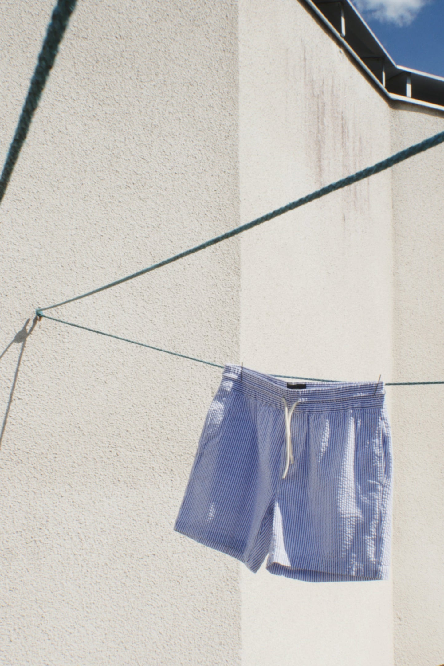 Portuguese Flannel Seersucker shorts - stripe blue