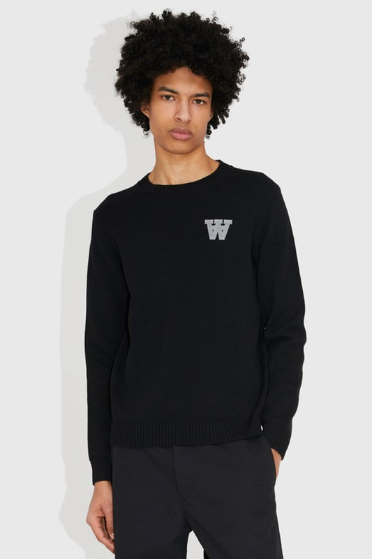 Double A By Wood Wood Tay AA Patch Jumper - black