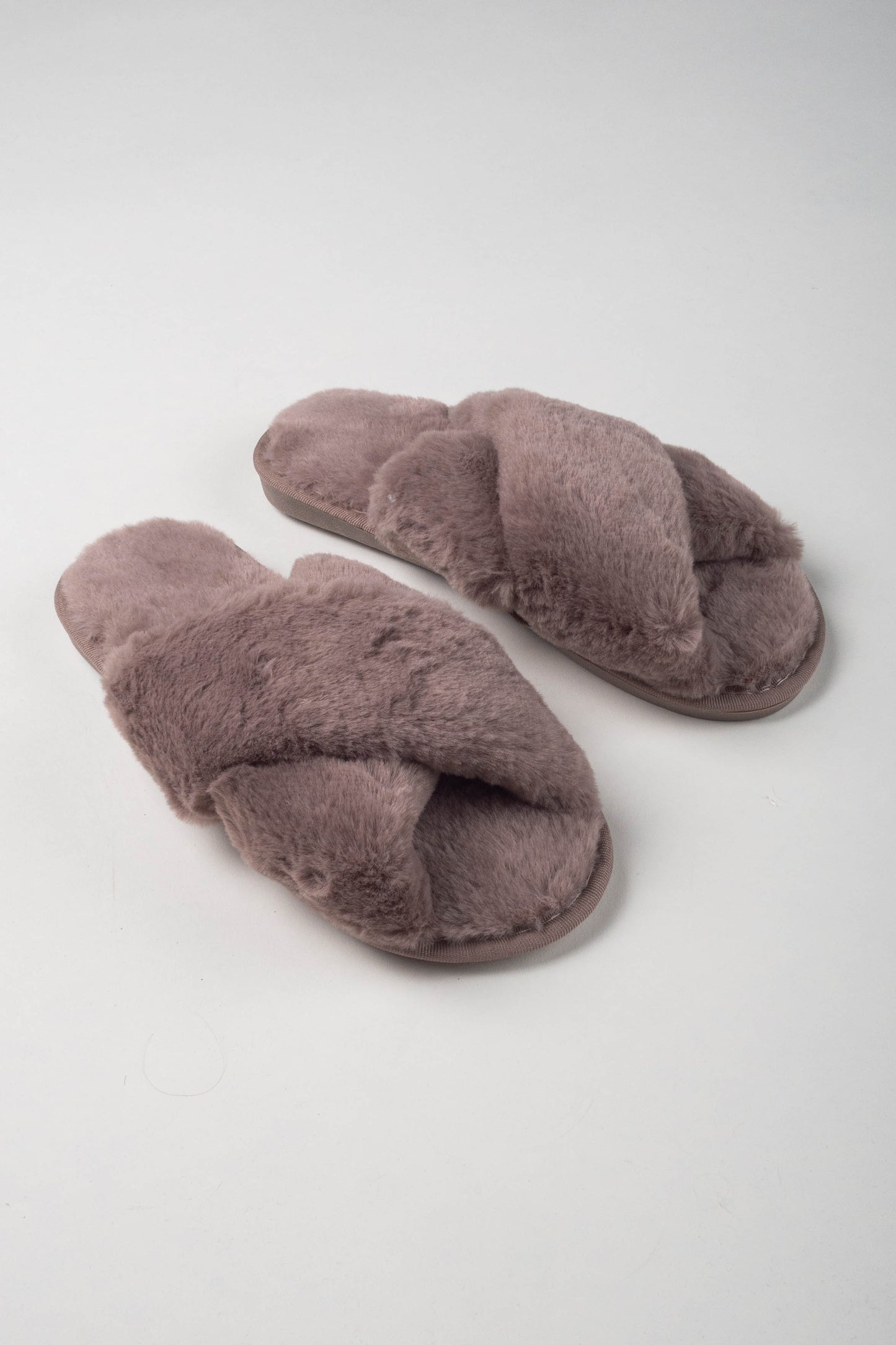 Americandreams Lou Faux fur slippers - taupe