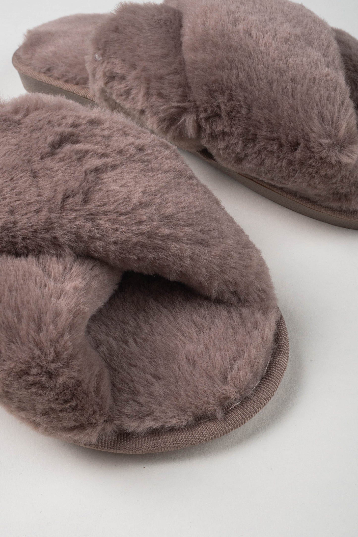 Americandreams Lou Faux fur slippers - taupe