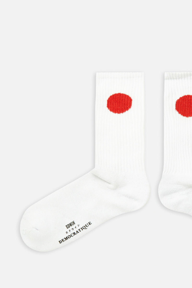 Edwin Japanese Sun Socks X Democratique - white