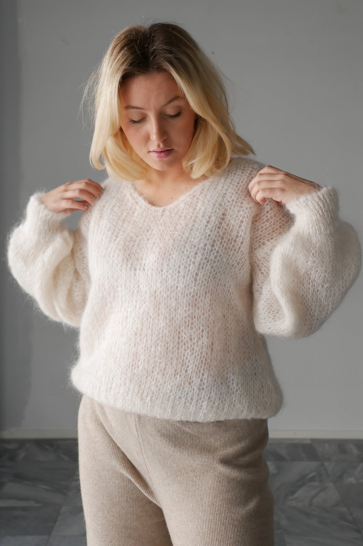 Americandreams Milana LS mohair knit - white