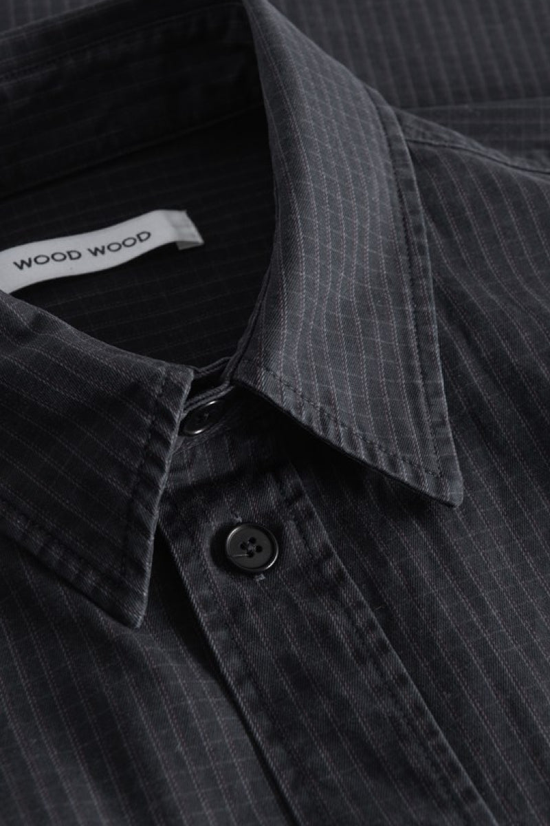 Wood Wood Avenir Crispy Check shirt - black