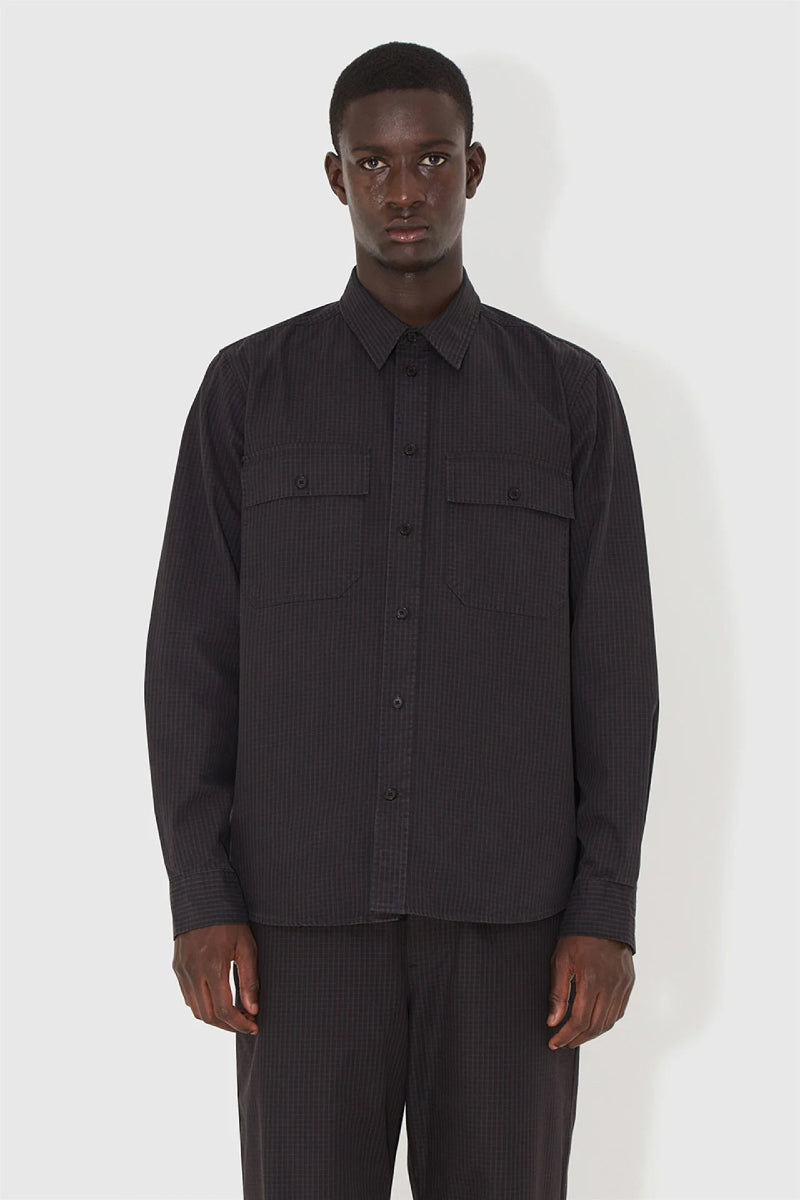 Wood Wood Avenir Crispy Check shirt - black